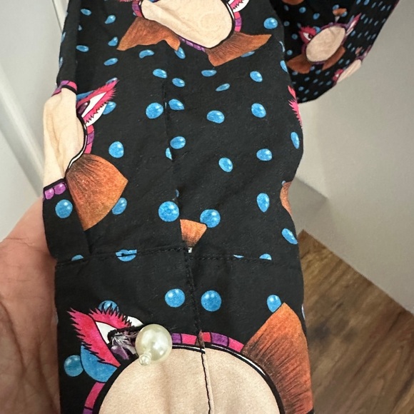 Black Button-Up Shirt with Colorful Print - Picture 3 of 7